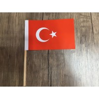 Ahşap Sopalı Kağıt Türk Bayrağı - 500'lü Paket